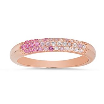 Queen Jewels Sterling Silver Petite Pave Cubic Zirconia Band Ring