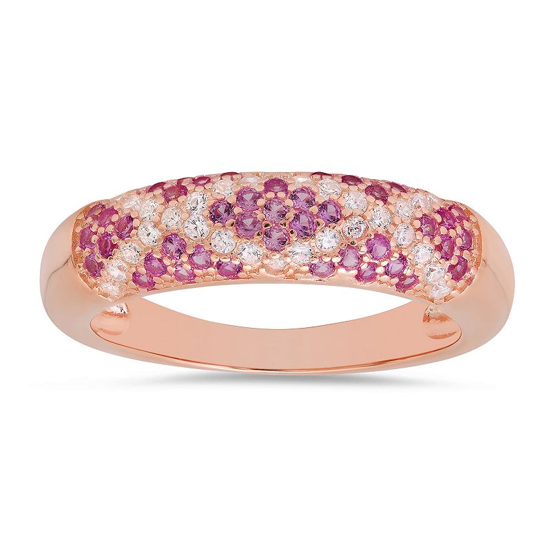 Queen Jewels Sterling Silver Cubic Zirconia Pave Band Ring, Women's, Size: 7, Rose Tone Pink