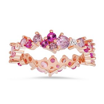 Queen Jewels Sterling Silver Abstract Cubic Zirconia Eternity Band Ring