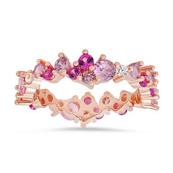 Queen Jewels Sterling Silver Abstract Cubic Zirconia Eternity Band Ring