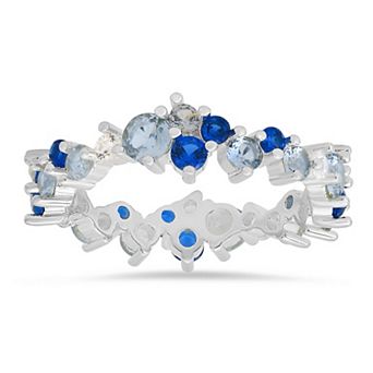 Queen Jewels Sterling Silver Abstract Cubic Zirconia Eternity Band Ring