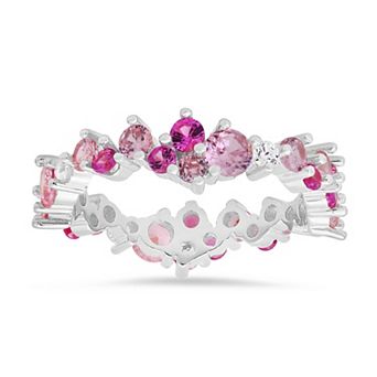 Queen Jewels Sterling Silver Abstract Cubic Zirconia Eternity Band Ring