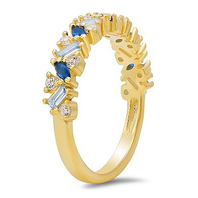 Queen Jewels Sterling Silver Multi-Cut Cubic Zirconia Band Ring