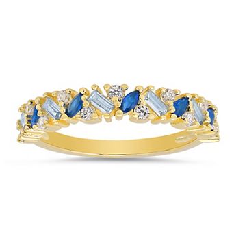 Queen Jewels Sterling Silver Multi-Cut Cubic Zirconia Band Ring