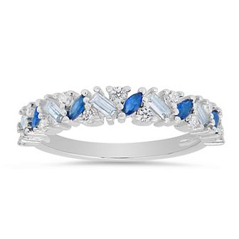 Queen Jewels Sterling Silver Multi-Cut Cubic Zirconia Band Ring