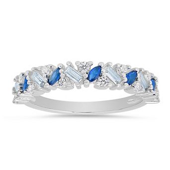 Queen Jewels Sterling Silver Multi-Cut Cubic Zirconia Band Ring