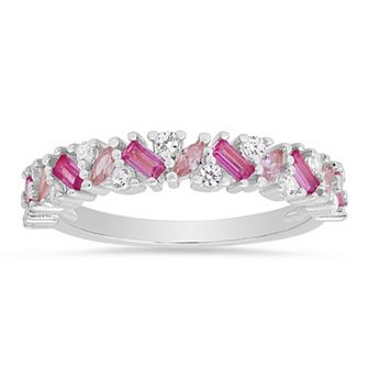 Queen Jewels Sterling Silver Multi-Cut Cubic Zirconia Band Ring