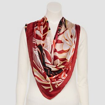 Nine West Tropical Leaf Poly Satin Square Scarf