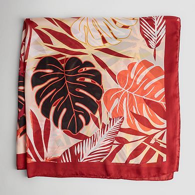 Nine West Tropical Leaf Poly Satin Square Scarf