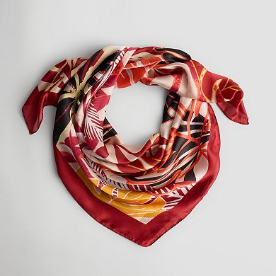 Nine West Tropical Leaf Poly Satin Square Scarf