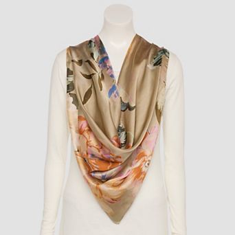Nine West Painterly Rose Satin Square Scarf