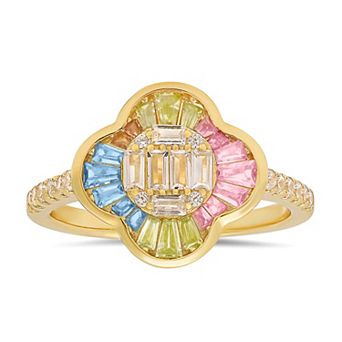 Queen Jewels Sterling Silver Cubic Zirconia Clover Ring