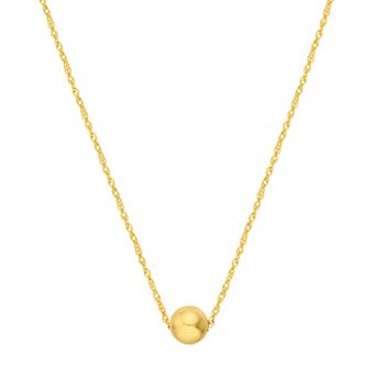 Color Romance 14k Gold Adjustable 4.8 mm Bead Pendant Necklace