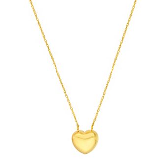 Color Romance 14k Gold Adjustable Puffed Heart Pendant Necklace