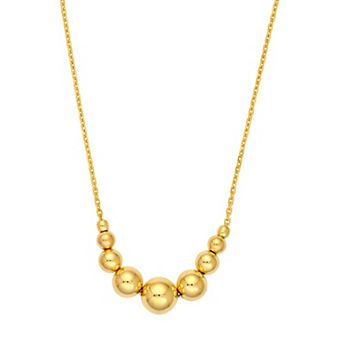 Color Romance 14k Gold Adjustable Graduated Bead Center Necklace