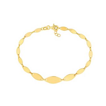 Color Romance 14k Gold Adjustable Graduated Oval Link Bracelet