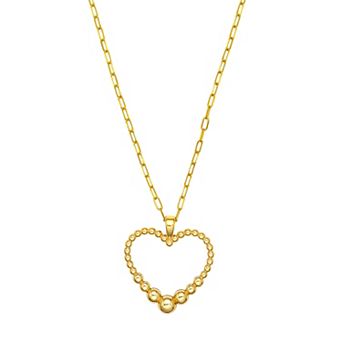 Color Romance 14k Gold Graduated Bead Heart Pendant Necklace