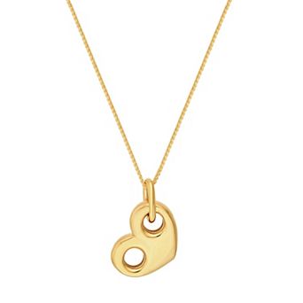 Color Romance 14k Gold Puffed Slanted Heart Pendant Necklace