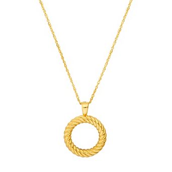 Color Romance 14k Gold Circle Twist Pendant Necklace