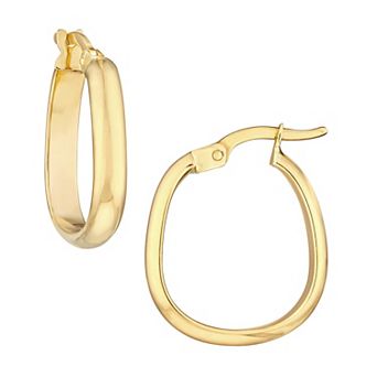 Color Romance 10k Gold Tapered Oval Hoop Earrings