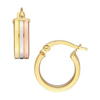Color Romance 14k Gold Tri-Tone Hoop Earrings