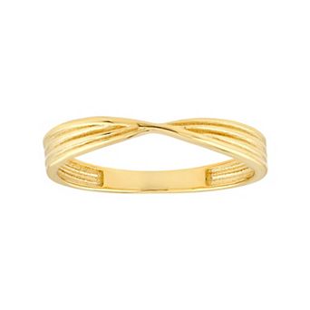 Color Romance 14k Gold Grooved Twist Ring