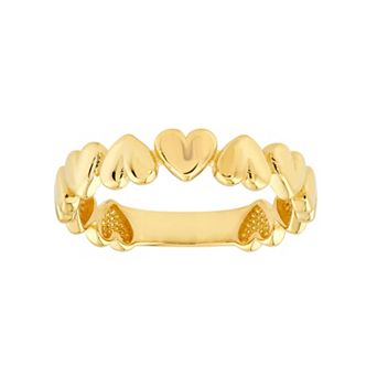 Color Romance 14k Gold Alternating Heart Ring