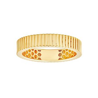 Color Romance 14k Gold Ribbed Band Ring