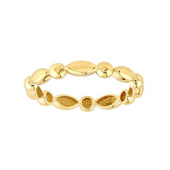 Color Romance 14k Gold Beaded Marquise Bar Band Ring