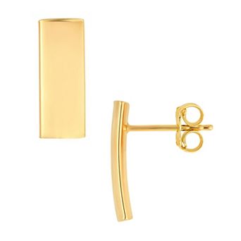 Color Romance 14k Gold Curved Bar Stud Earrings