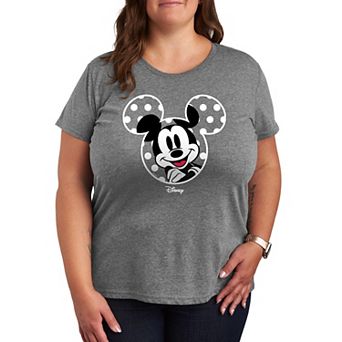 Plus Size Disney's Mickey Mouse Polka Dot Ears French Terry Long Sleeve Tee