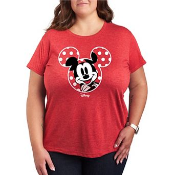Plus Size Disney's Mickey Mouse Polka Dot Ears French Terry Long Sleeve Tee