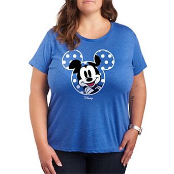 Plus Size Disney's Mickey Mouse Polka Dot Ears French Terry Long Sleeve Tee