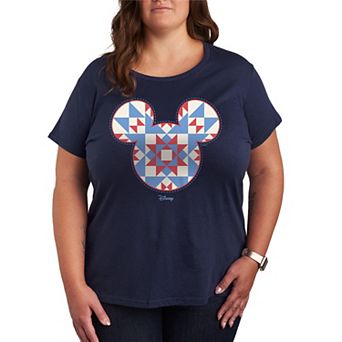 Plus Size Disney's Minnie Mouse Quilt Pattern Ears Graphic Tee