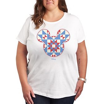 Plus Size Disney's Minnie Mouse Quilt Pattern Ears Graphic Tee