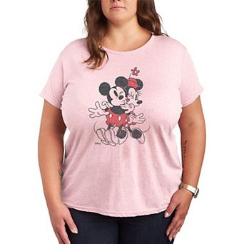 Plus Size Disney's Mickey & Minnie Mouse Heart Vintage Graphic Tee