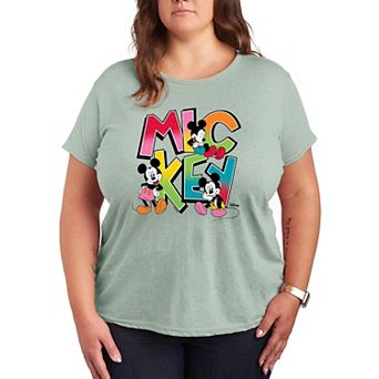 Plus Size Disney's Mickey Mouse Colorful Retro Graphic Tee