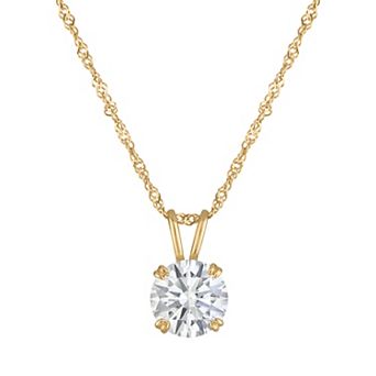 White Lotus 14k Gold 2 Carat T.W. Lab-Created Moissanite Solitaire Pendant Necklace