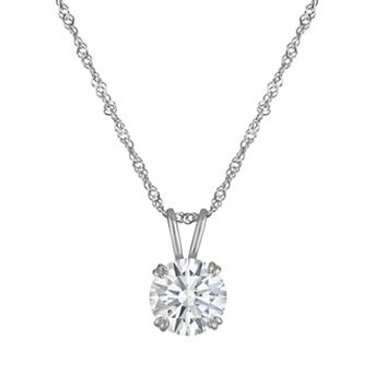 White Lotus 14k Gold 2 Carat T.W. Lab-Created Moissanite Solitaire Pendant Necklace