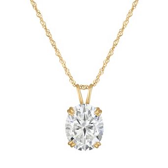 White Lotus 14k Gold 2.75 Carat T.W. Lab-Created Oval-Cut Moissanite Pendant Necklace