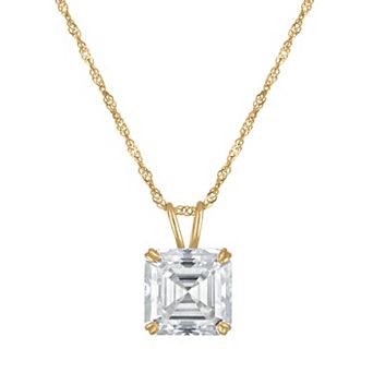 White Lotus 14k Gold 2 7/8 Carat T.W. Lab-Created Asscher-Cut Moissanite Pendant Necklace