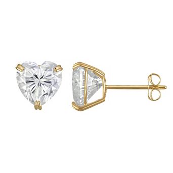 White Lotus 14k Gold 2.75 Carat T.W. Lab-Created Heart-Cut Moissanite Stud Earrings