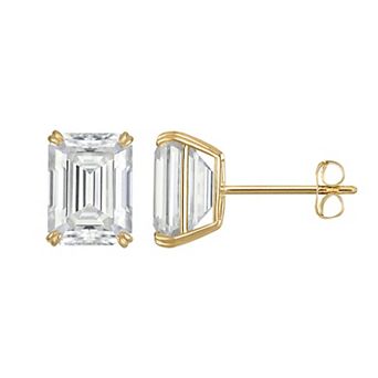 White Lotus 14k Gold 3.5 Carat T.W. Lab-Created Emerald-Cut Moissanite Stud Earrings