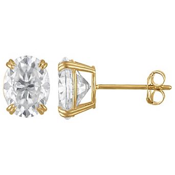 White Lotus 14k Gold 2.5 Carat T.W. Oval Lab-Created Moissanite Stud Earrings