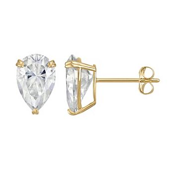 White Lotus 14k Gold 2.5 Carat T.W. Lab-Created Pear-Cut Moissanite Stud Earrings
