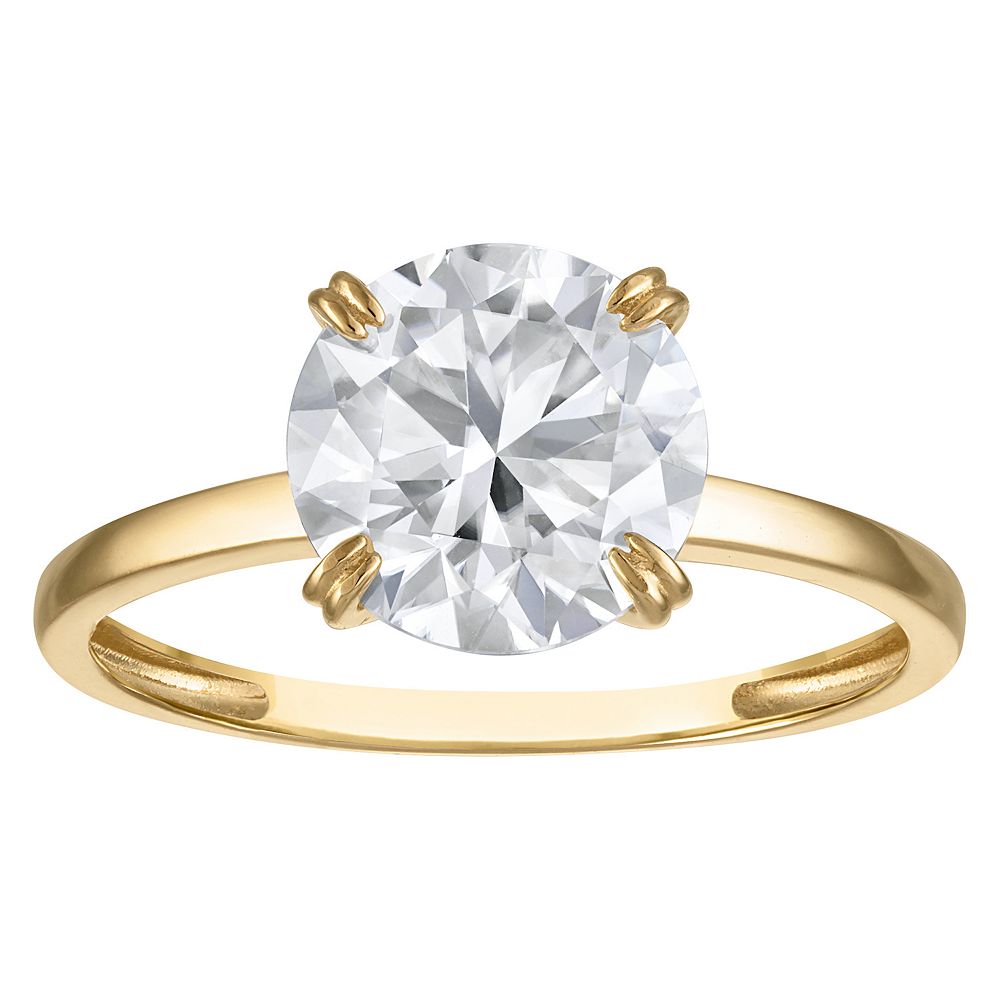 White Lotus 14k Gold 2 Carat Lab-Created Round Moissanite Solitaire Ring