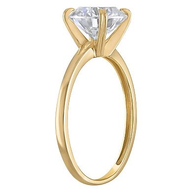 White Lotus 14k Gold 2 Carat Lab-Created Round Moissanite Solitaire Ring