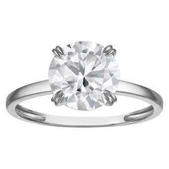 White Lotus 14k White Gold 2 Carat T.W. Lab-Created Round Moissanite Solitaire Ring