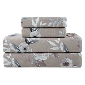 Pointehaven 180 GSM Brushed Cotton Fashion Printed Flannel Sheet Set with Pillowcases
