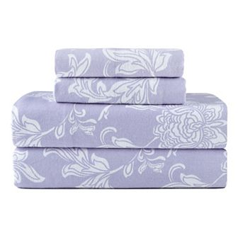Pointehaven 180 GSM Brushed Cotton Fashion Printed Flannel Sheet Set with Pillowcases